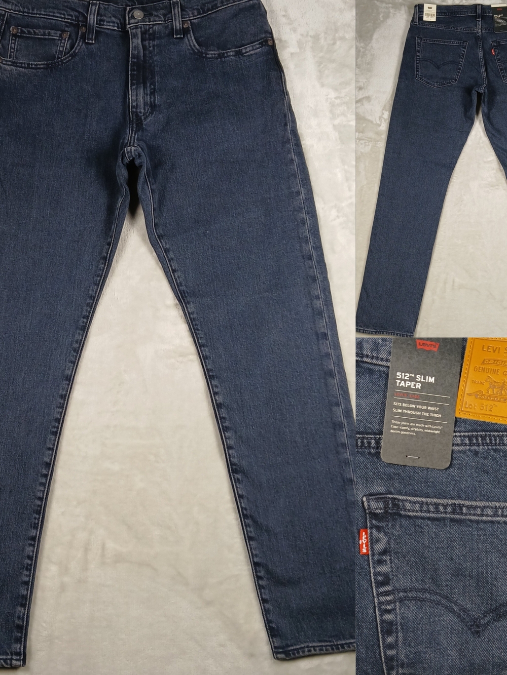 New Levi's Premium 512 Slim Taper Jeans 33x32 Dark Wash NWT